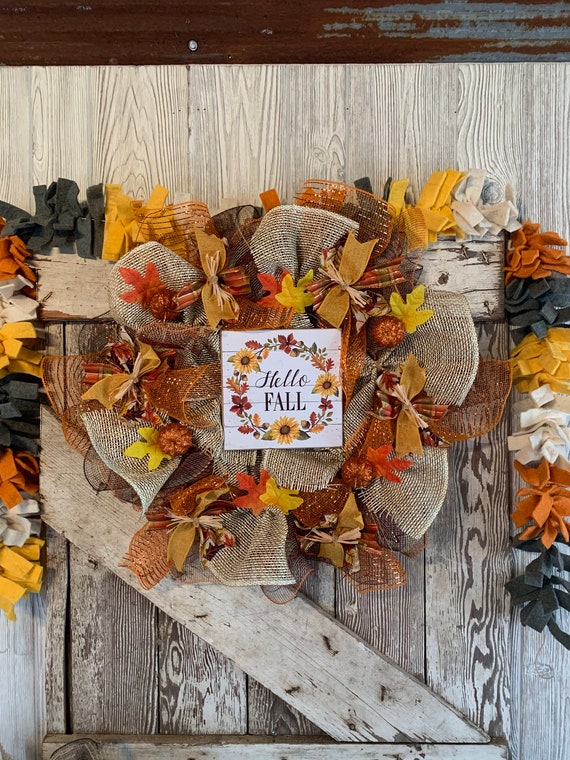 Handmade Fall Deco Mesh Wreath