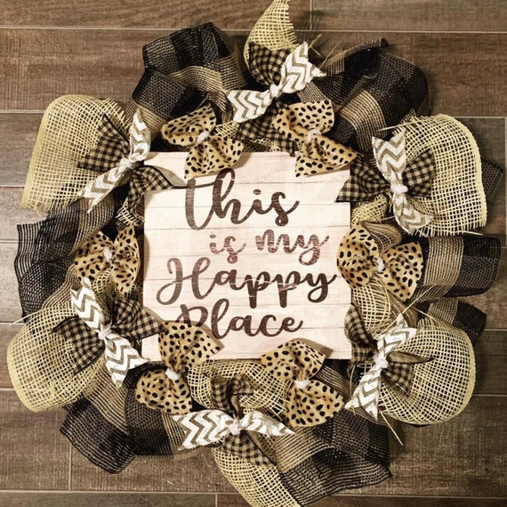 Handmade Farmhouse Rustic This is my Happy Place Wreath