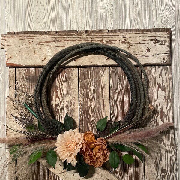 Western Boho Lariat Lasso Rope Wreath Rustic Floral