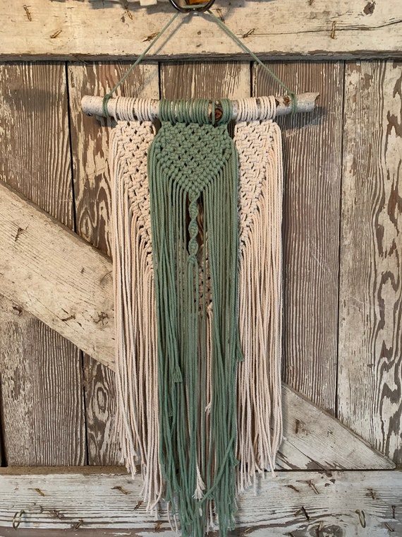Handmade Macrame Wall Hanging Green & Beige