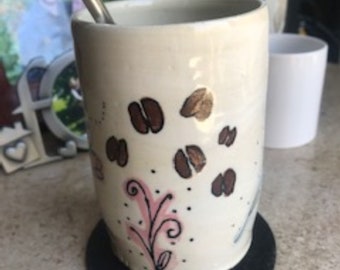 Handmade Ceramic, Iced Coffee Pottery Cup 14 oz