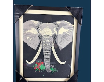 Beperkte oplage olifant kunstprint, gesigneerd en genummerd, Methane Studios, zeldzame variant zonder tekst.