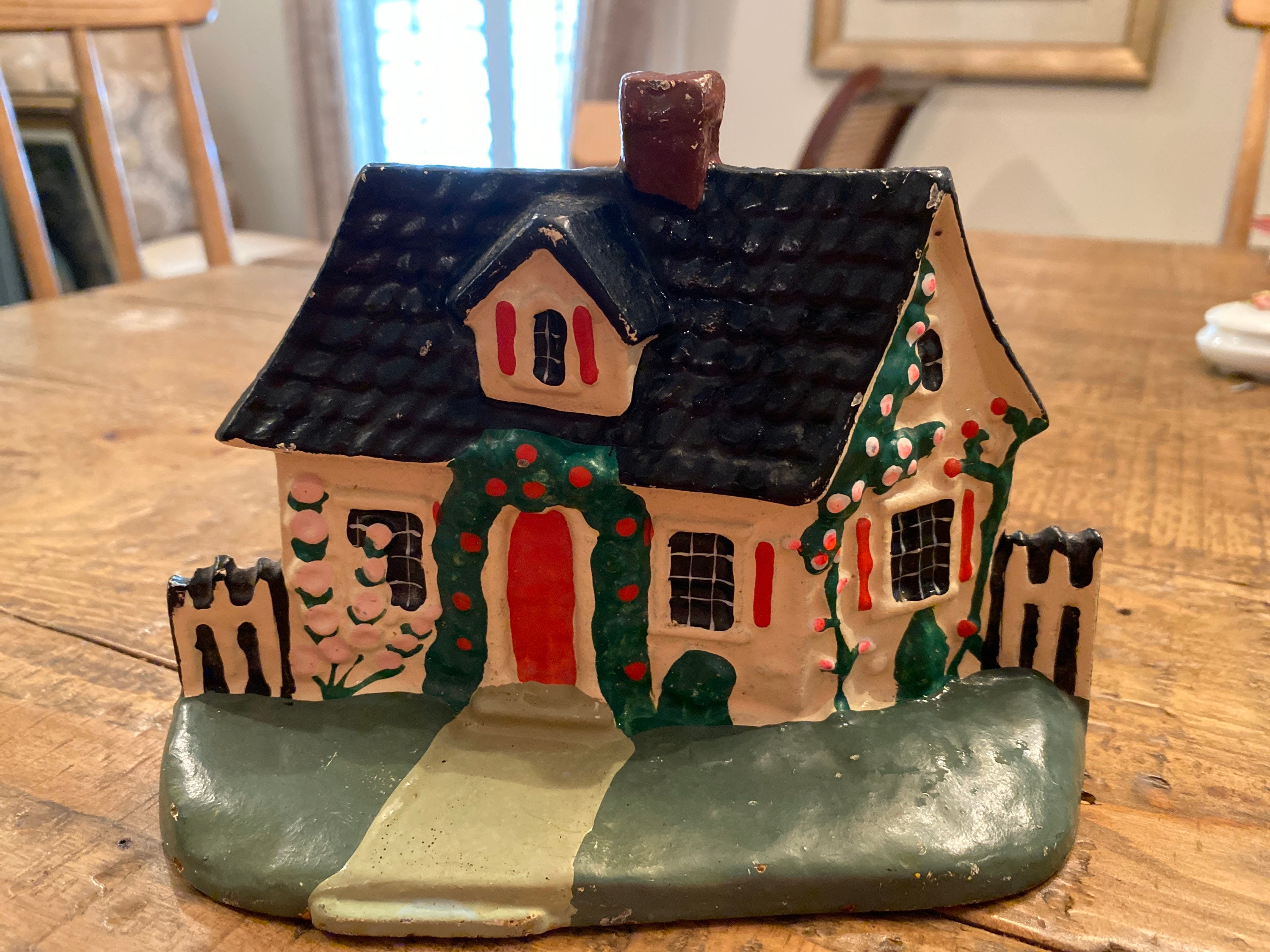 Charming Vintage Cast Iron Cottage Doorstop Etsy