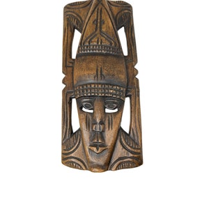 Wood African Tribial Mask Wall Hanging Brown