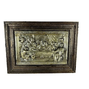 VTG Last Supper Metal Relief Religious Art 3D High Relief Ultima Cena De Jesus