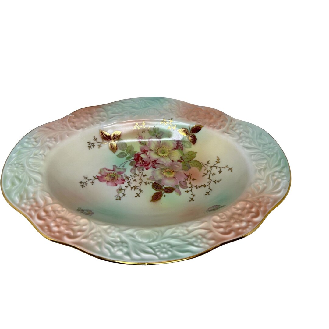 Vintage Bavaria Schumann Arzberg Germany Oval Serving Bowl Wild Rose ...