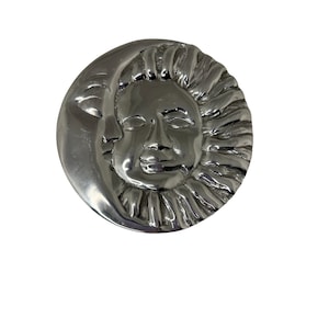 Vintage Silver Pewter Metal Sun Moom Mexican Trivet