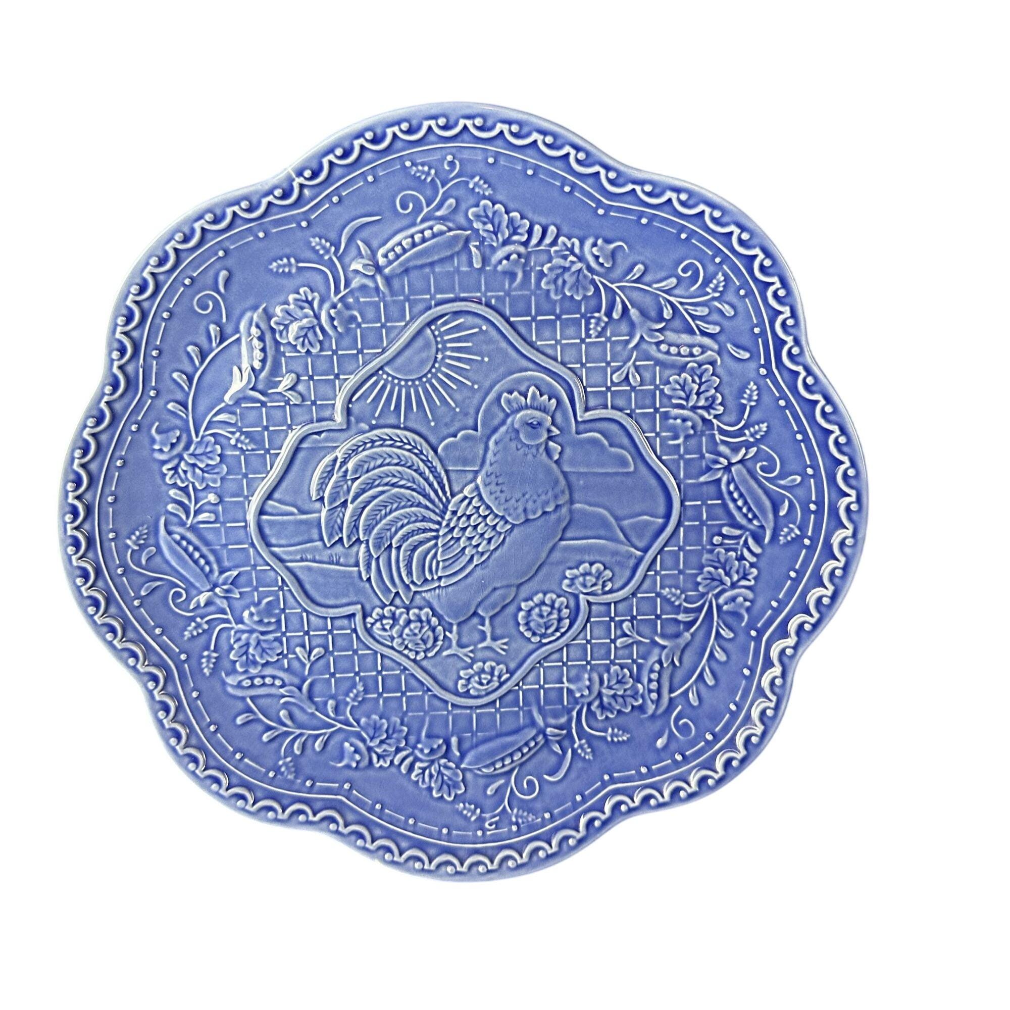 Le Jardin Susane Nicoll Andrea by Sadek Cobalt Blue Majolica Plate
