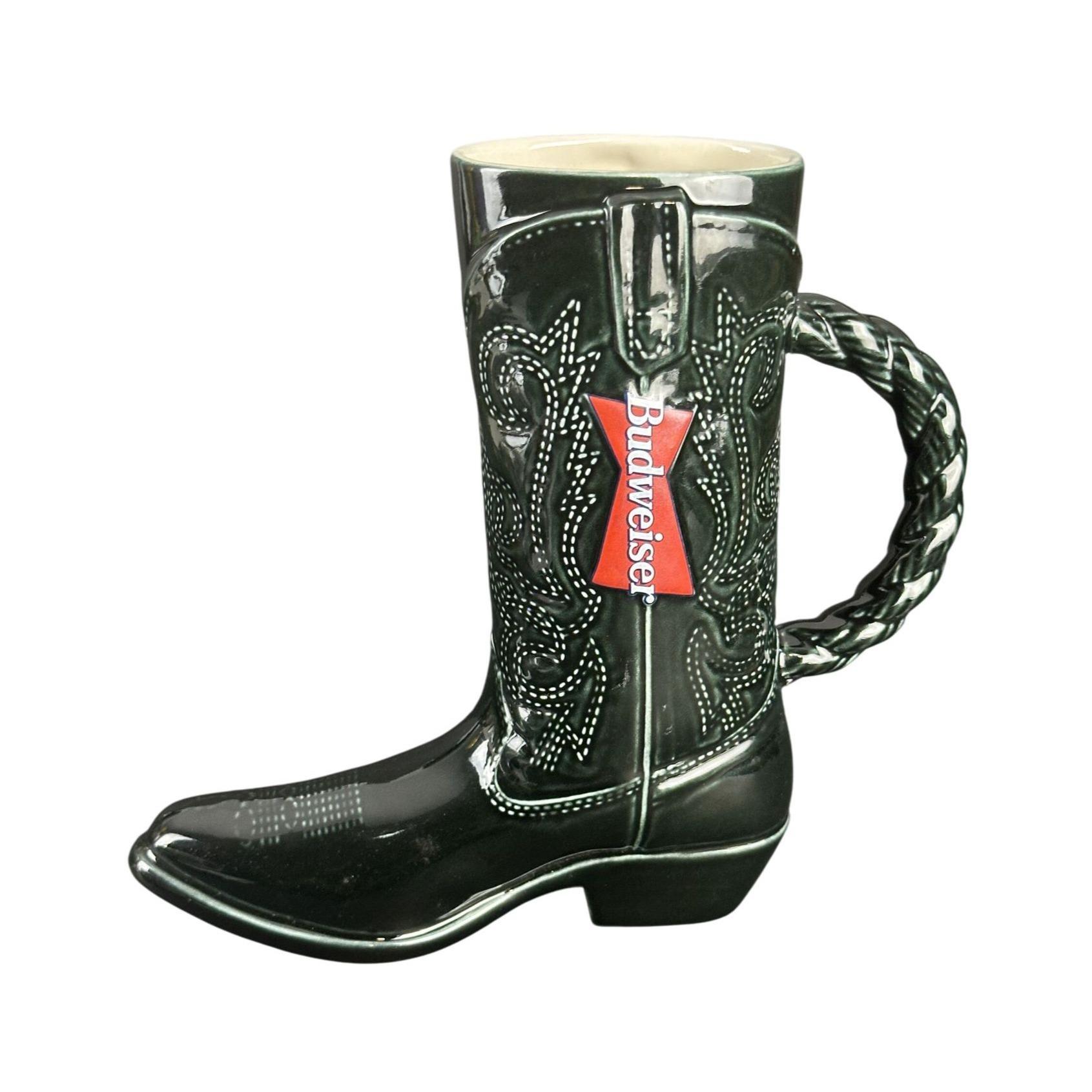 1997 Budweiser Cowboy Boot (black) Stein II Ceramic Mug Braided