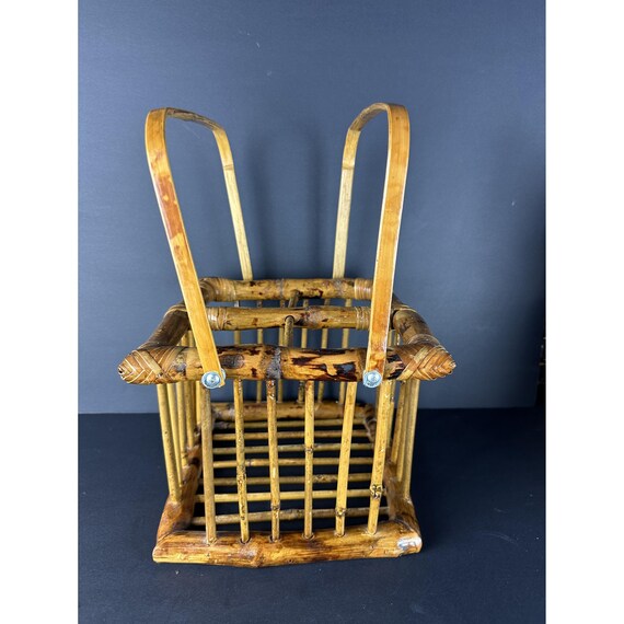 ヴィンテージトートバスケット（ハンドル付き） トータスバーント