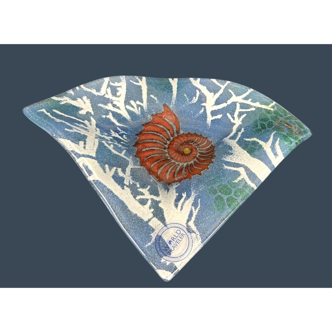 Plaque Murale Céramique Nautilus Et Voilier – Artisanat Vintage émaillé (années 70, Bohème)