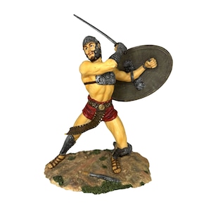 Myth & Legend Gladiator Statue Decor Helmet Sword Roman War hand Painted 2000