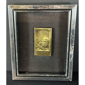 Vintage Framed Jewish Rabbi Bs Bronze/Brass Relief Plaque Boris Schatz (Lithuanian, 1867–1932) Levin