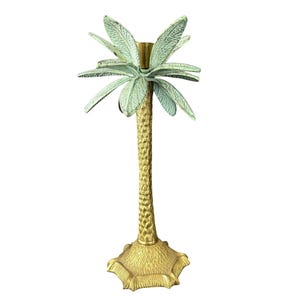 Vintage Messing & Palme Kerzenhalter Tropisches Dekor Strandhaus