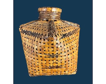 Antique Chinese Woven Bamboo Fishing Trap Lid Rustic Décor Or Collectible Piece