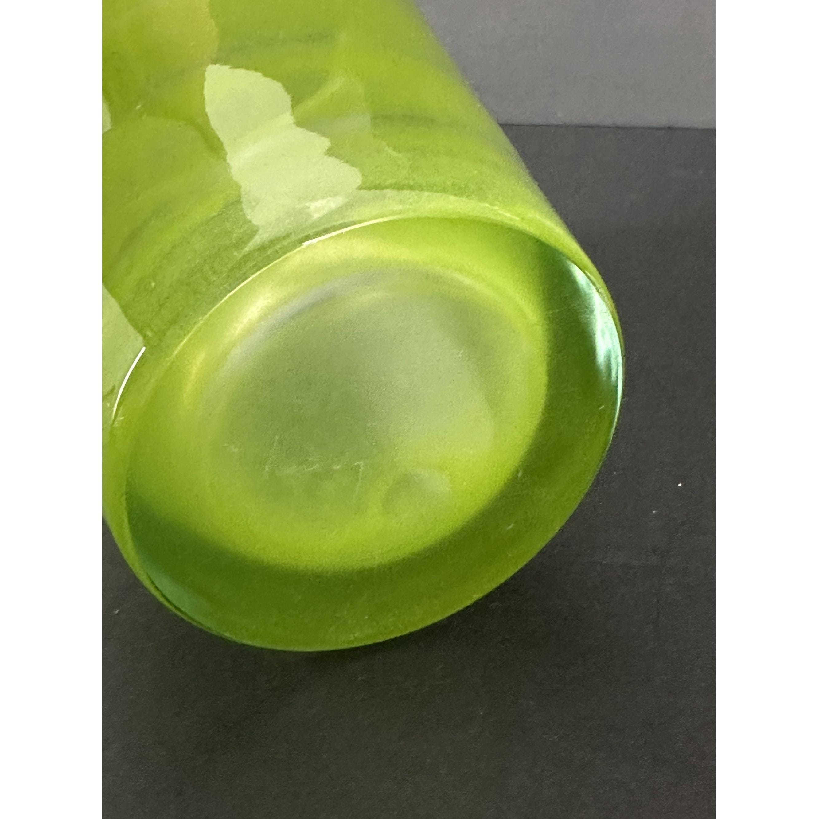 Henry Dean Handmade Lime Green Glass Vase Striped Designer Belgium