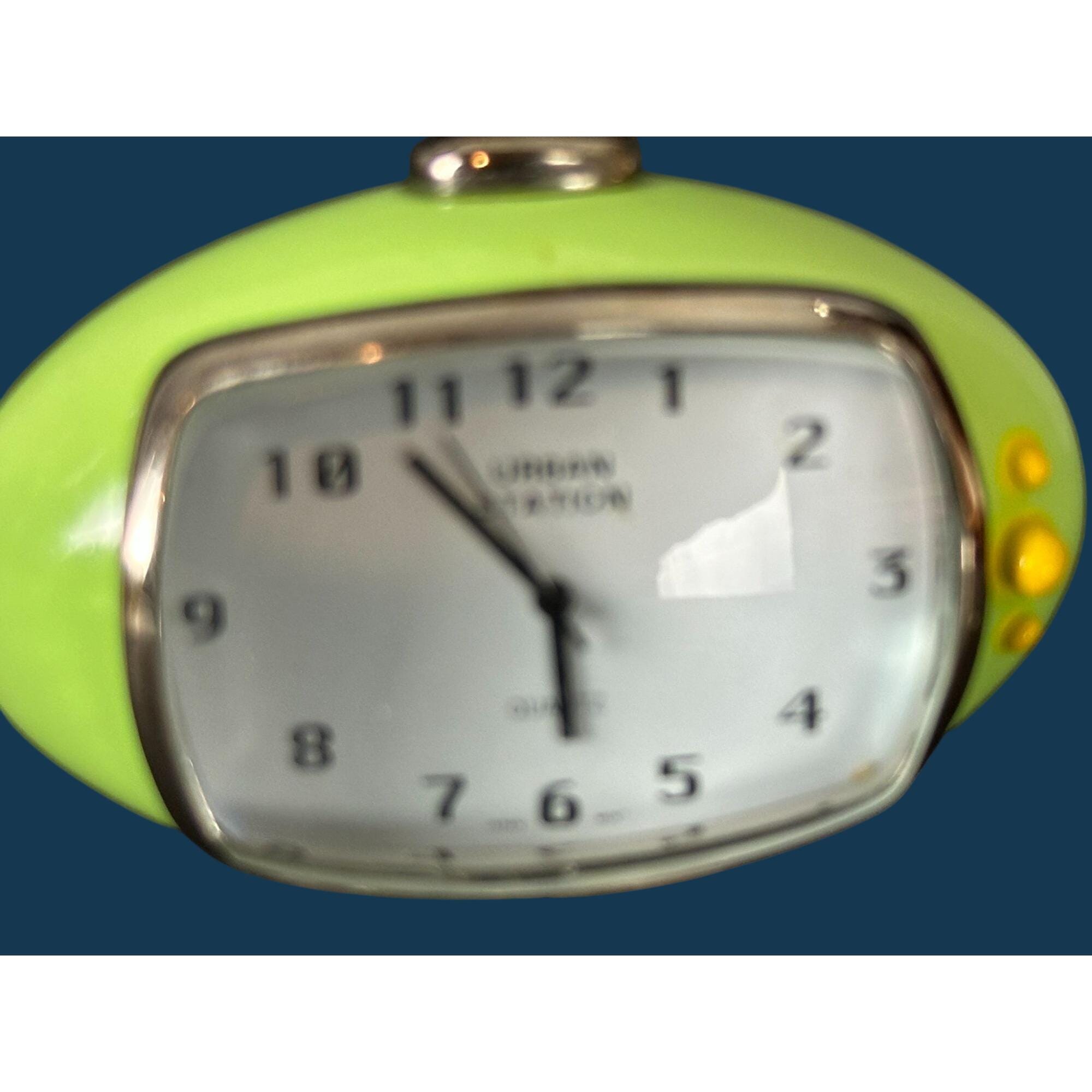 Vintage Urban Station Yellow Green Mod TV Desk Analog Clock