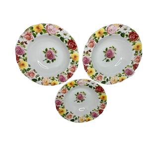 Portmeirion Rose Bouquet Rimmed Soup Bowl Floral Discontinued Set of 3