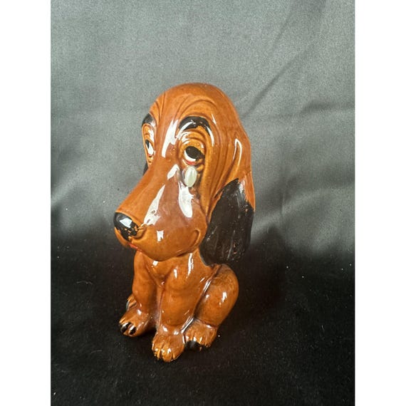 Vintage Ceramic Basset Hound Figurine Vtb Hound Dog Piggy Bank