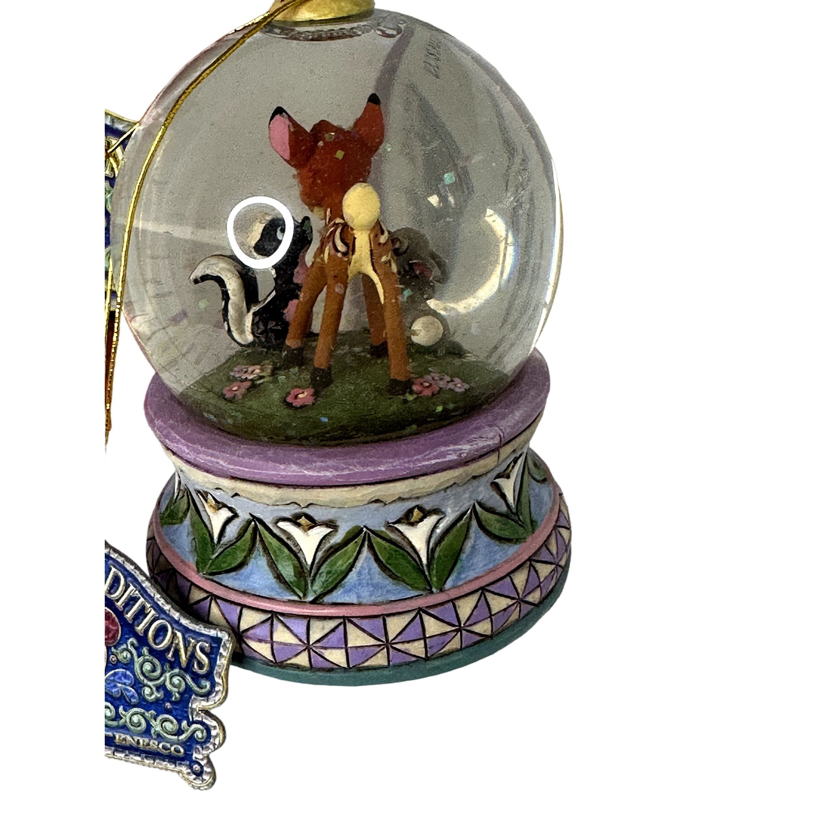 Disney Traditions Jim Shore Bambi Thumper Flower Snowglobe