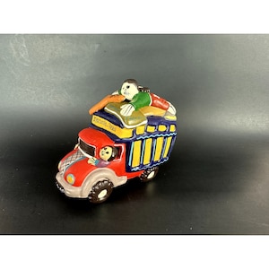 Ceramic Bus Passengers Luggage guitar Ayacucho Peru handmade clay Souvenir