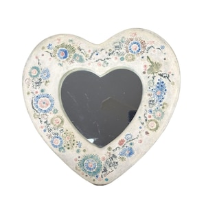 Heart-Shaped Ceramic Photo Frame With Floral Design By E. C. Brinkman Floral