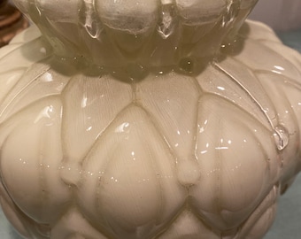 Victorian Frosted Puffy Glass lamp shade beige