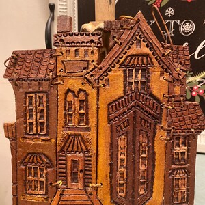 Vintage Unique Trotwood Pottery Village Home Gayle Johnson Wall Hanging Art