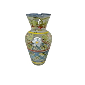 Tracy Porter Small Handpainted Glass Floral Vase
