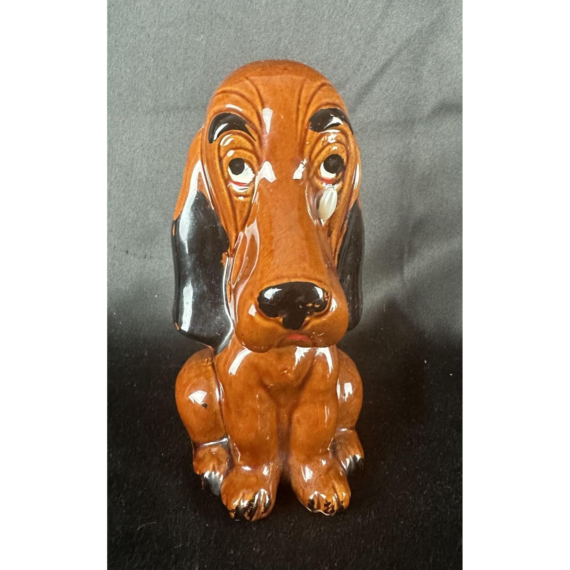 Vintage Ceramic Basset Hound Figurine Vtb Hound Dog Piggy Bank