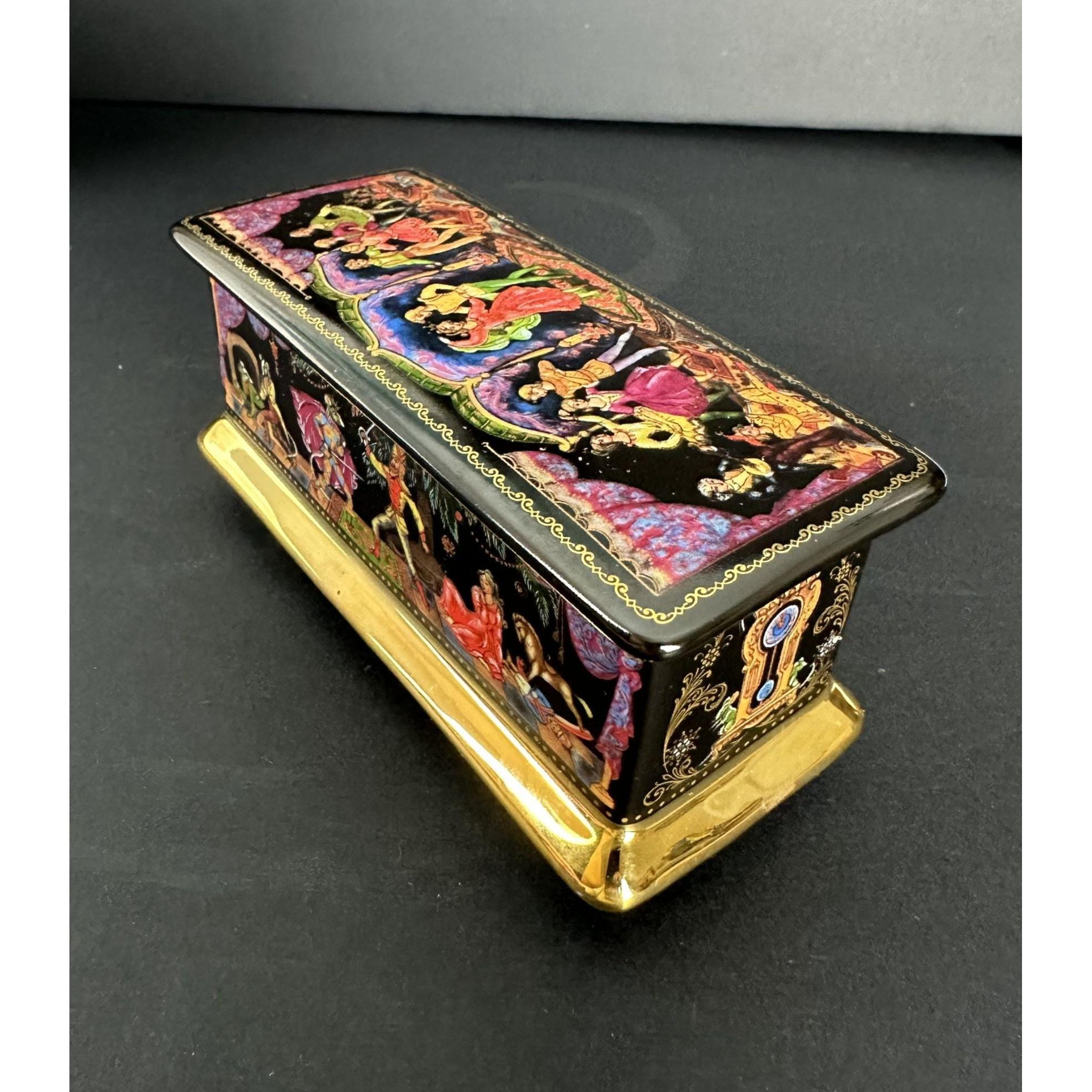 Hand-painted Ardleigh Elliott & Sons Porcelain Trinket/music Box