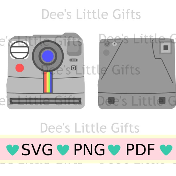 Retro Polaroid Camera Digital Cut File - SVG, PNG, PDF Digital Download for Cricut Silhouette Design Cutout