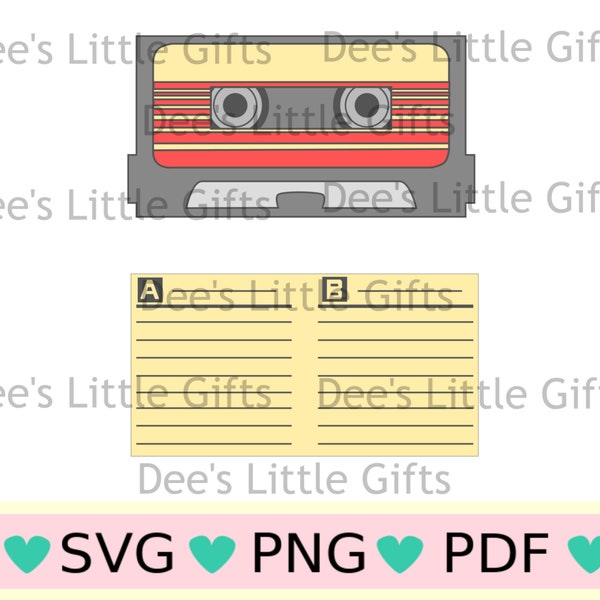 Cassette Tape Digital Cut File - SVG, PNG, PDF Digital Download for Cricut Silhouette Design Cutout