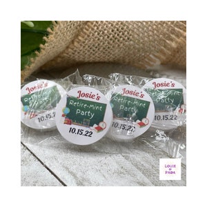 Education Retire-mint favor stickers/ Mint favor stickers/ Custom retirement favor stickers/ Teacher retirement/ Personalized favor