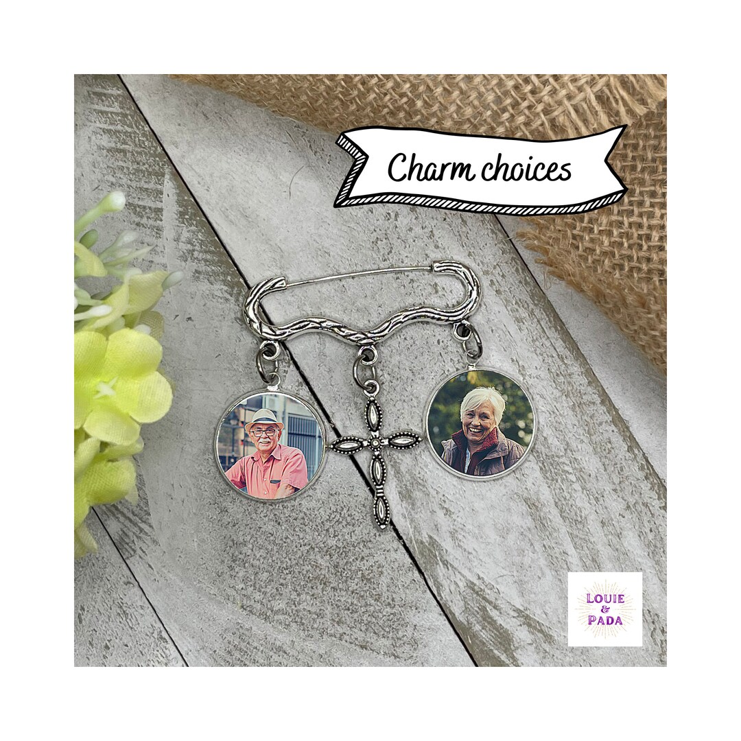 Fancy Pin Memorial Charm/ Memorial Lapel Pin/ Memorial Bouquet Charm