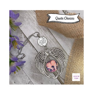 Rear view mirror memorial photo charm/ Memorial charm/ Angel wing charm/ rear view mirror accessory/ remembrance gift/ Christmas gift