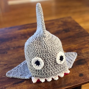 Crochet shark beanie hat with ear covers