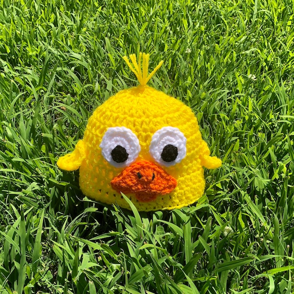 Crochet Duckling Hat Beanie; baby duck