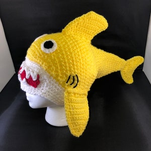 Crochet yellow shark hat beanie