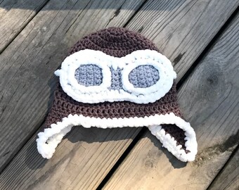 Crochet  aviator pilot hat with ear covers