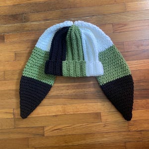 Made To Order: Crochet tri  color bunny ears hat, custom three color combination bunny ears beanie