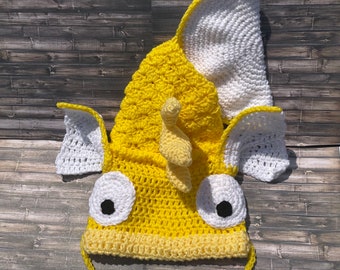 Crochet Shinny fish slouchy beanie hat