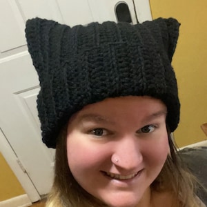 Made To Order: Crochet Cat Ear Hat, custom color cat ears beanie.