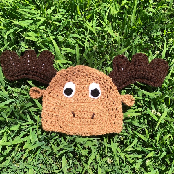 Crochet Carmel Moose Hat Beanie