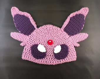 Crochet magic purple fox  evulution beanie hat