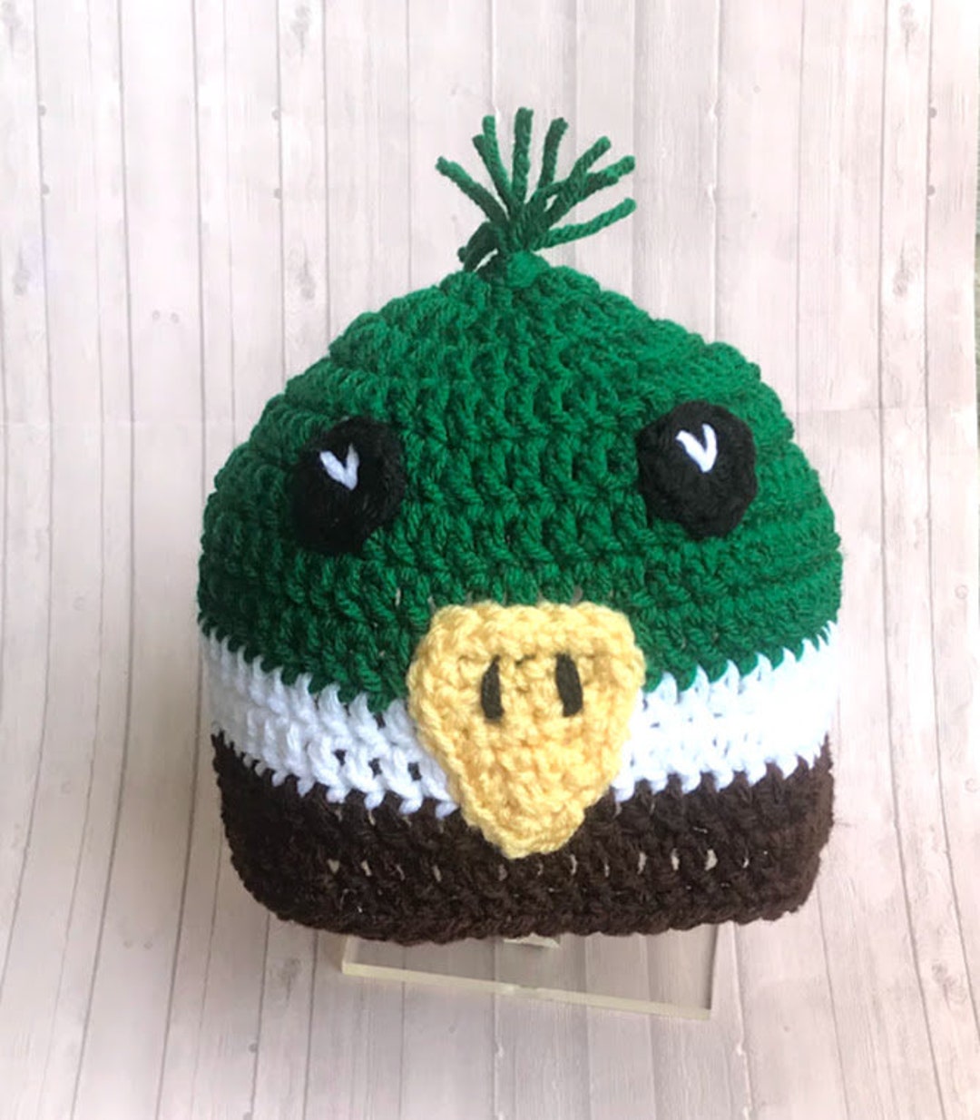 Crochet mallard duck hat beanie