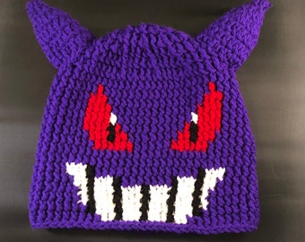 Crochet evil purple ghosts hat beanie