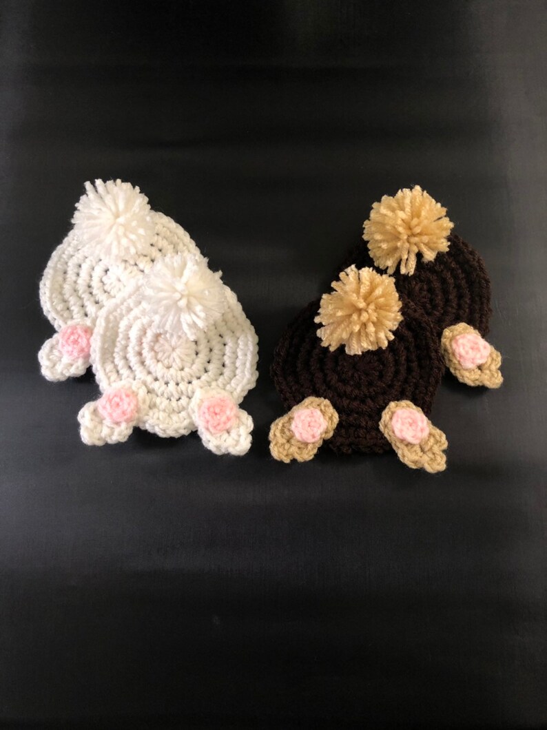 Crochet Easter Bunny Rabbit Butt Coasters Set of 4 Coasters Etsy