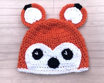 Crochet male boy fox  hat beanie