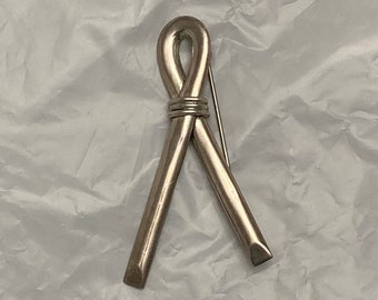 Vintage Sterling Silver Ribbon Brooch/Pin